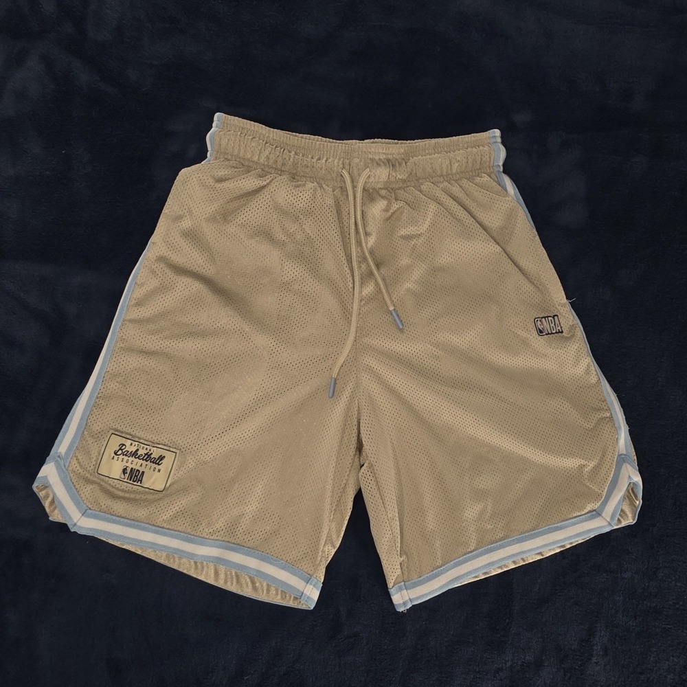 NBA Youth/Teen Classic Basketball Shorts Tan Mesh Knee Length Small 26"‎ Waist